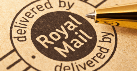 Brown Royal Mail delivery stamp